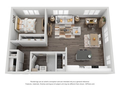 The Mill at First Hill Apartments in Seattle, Washington 1x1 E Floor Plan